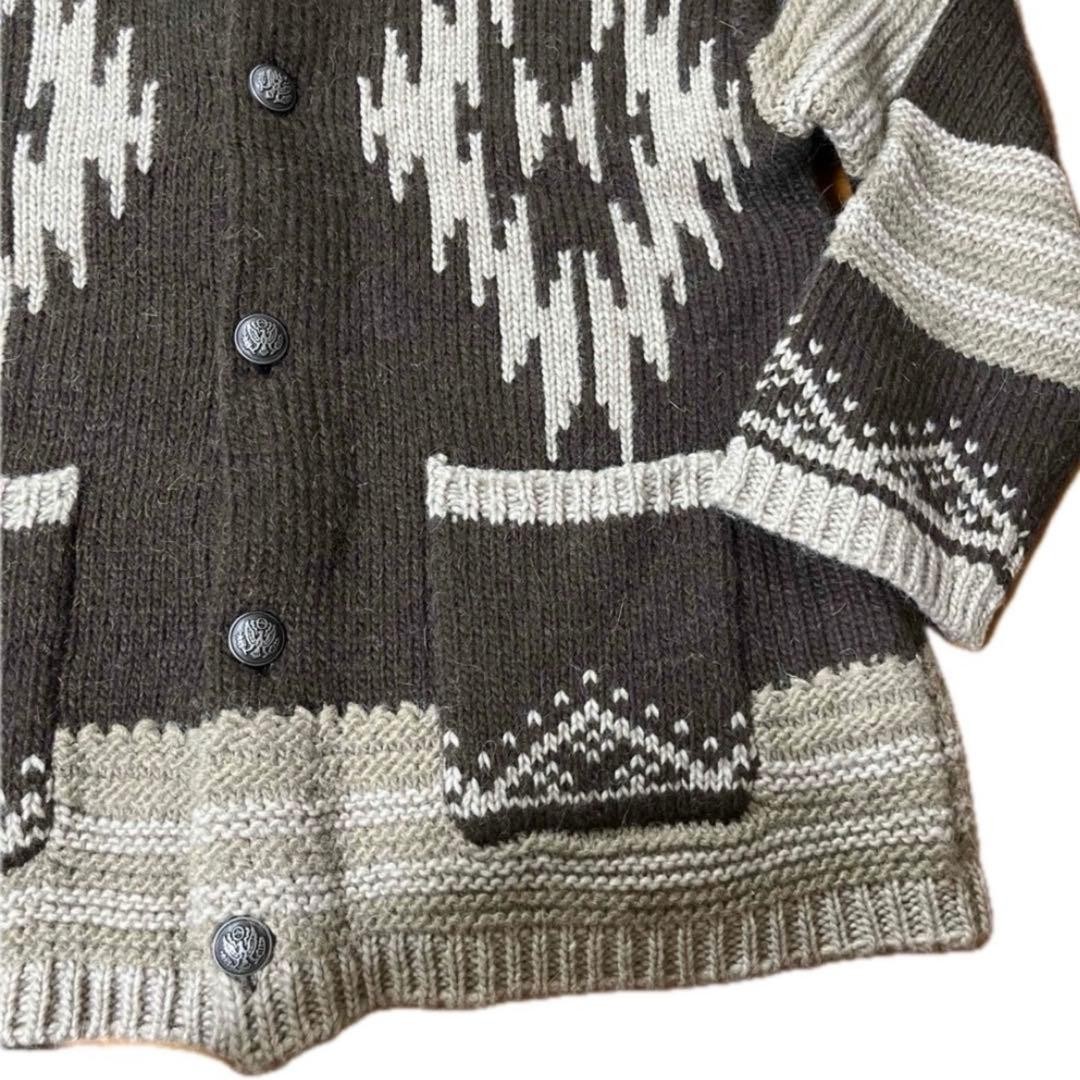 Ichi Brown Alpaca Blend Native Pattern Cardigan N… - image 3