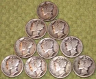 Group of Ten Mercury Dimes