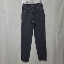 WOMEN'S LEVI'S DENIM BLACK JEANS Size 11 BUTTON FLY Vintage 90  s 17501 501