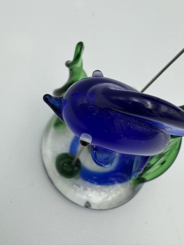 Glass Dolphin Figurine Vintage Iridescent 2 Leaping Dolphins Ocean Sea Life - Picture 3 of 7