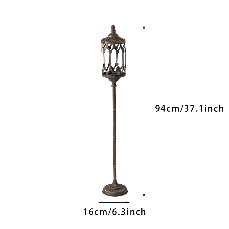 Candelabro de piso vintage - 37,1" de alto antiguo candelabro dorado con vidrio L... Foto 3 de 4