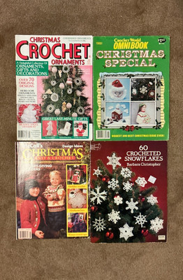 Lot Of 4 Vintage Knit, Crochet, Snowflakes Christmas Pattern Books/magazines