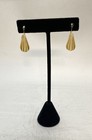 14K Yellow Gold Teardrop & Ribbed Fan Dangle Drop Earrings Set 2 Pairs 2.05g — photo 4