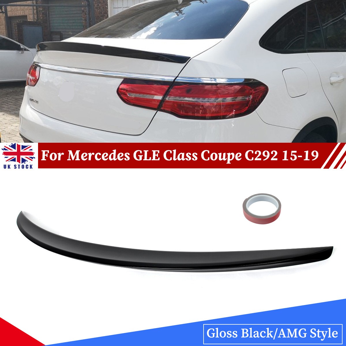 For Mercedes GLE Class Coupe C292 Rear Spoiler Gloss Black 2015-2019 AMG Style
