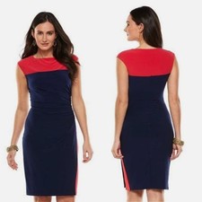 RALPH LAUREN Jersey Ruched Dress Pink/Navy Size 16