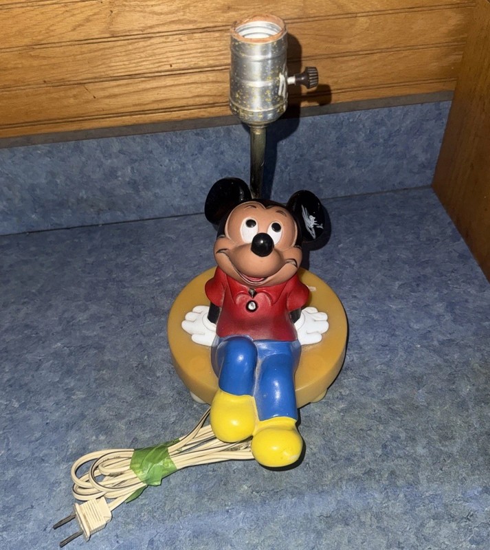 Vintage Walt Disney Mickey Mouse Nursery Lamp & Night Light ONLY NO SHADE 1980s