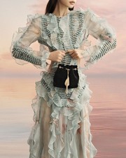 NEW ZIMMERMANN Illuminate Floral Ruffled Silk Organza Gown  Size AU3 L