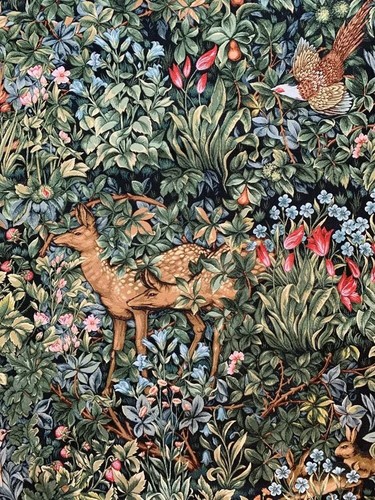 Morris Art Forest Animals Flowers Medieval Tapestry Wall Hanging Greenery 58x66” - Picture 2 of 10