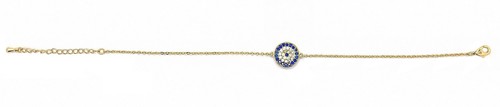 Multi-Color CZ Evil Eye 14K Flash Gold Plated Link Anklet - Picture 3 of 5