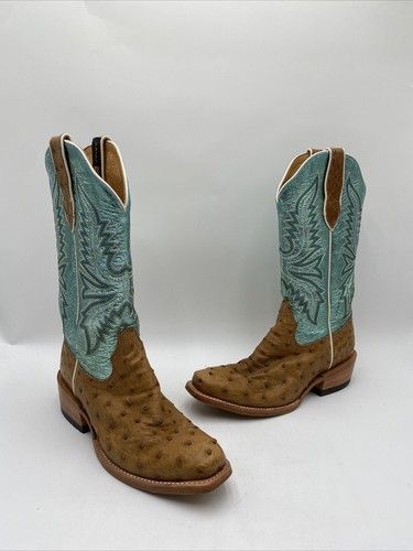 Ariat Women's Futurity Revival Exotic Ostrich Western Boots Cyan/Brown Size 8B