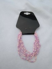 Set of 7 Strands of Pink Beaded Stretch Bracelets - New