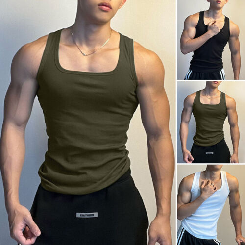 AU Mens Crew Neck Vest Tank Slim Fit Sleeveless Sport Tracksuit Tops Tee Shirts - Picture 1 of 14