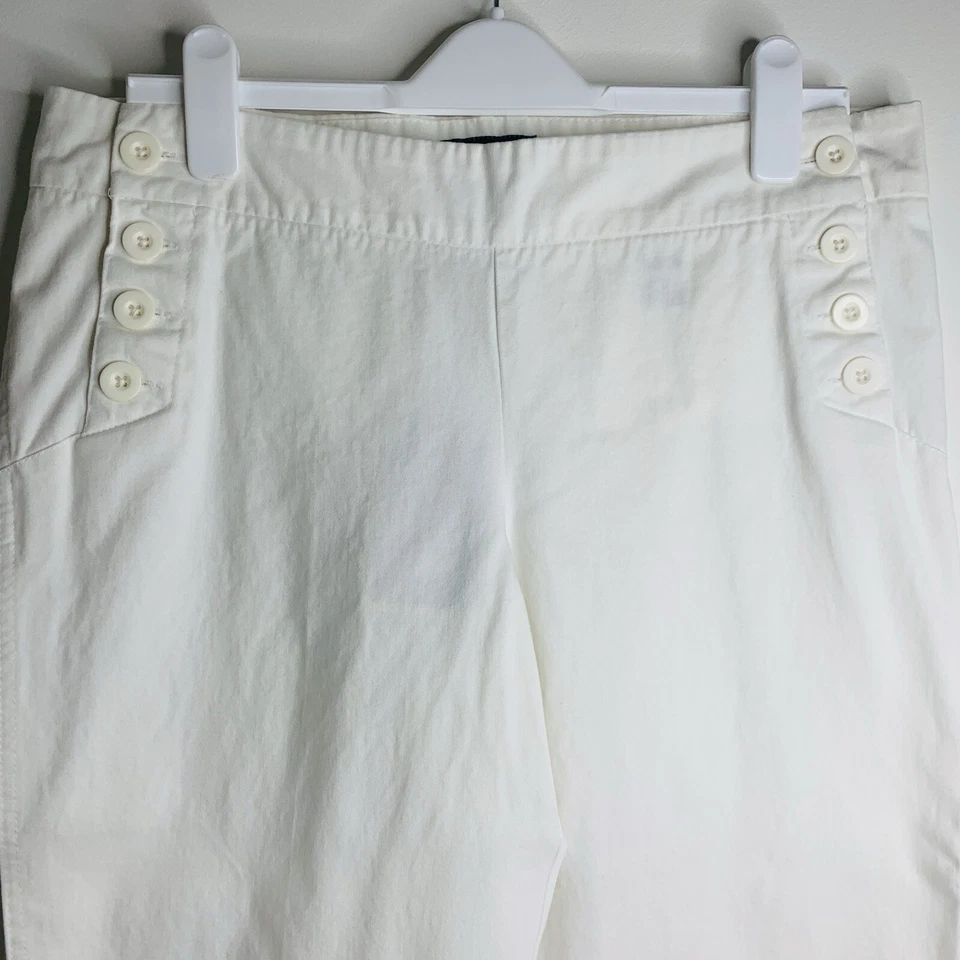 Pantalones marineros para mujer talla 12 blanco crema pierna ancha nuevos con etiquetas Bitten Sarah Jessica Parker Foto 2 de 4