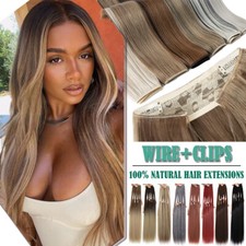 One Piece Invisible Wire Hair Extensions Thick Clip In Hairpiece Real as Human