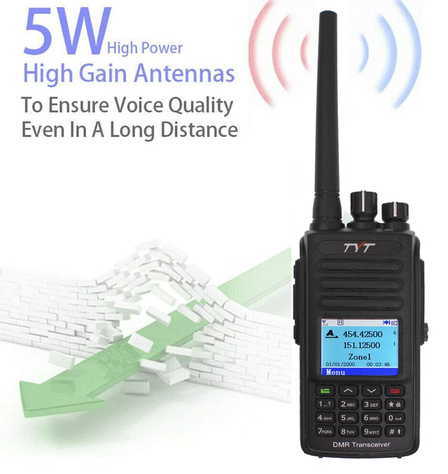 TYT MD-UV390 5W DMR Radio Dual Band 136-174 400-480mhz Two Way Radio GPS + Cable - Image 4 of 4