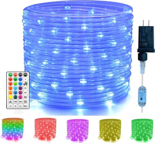 GLPE 33Ft 16 Color Changing String LED Rope Lights Plug in with Remote - Picture 1 of 6