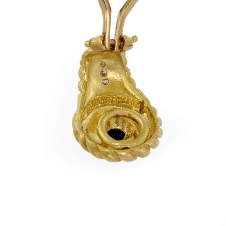 Judith Ripka Diamond Pearl 18k Yellow Gold Huggie Earrings - Image 3 of 4