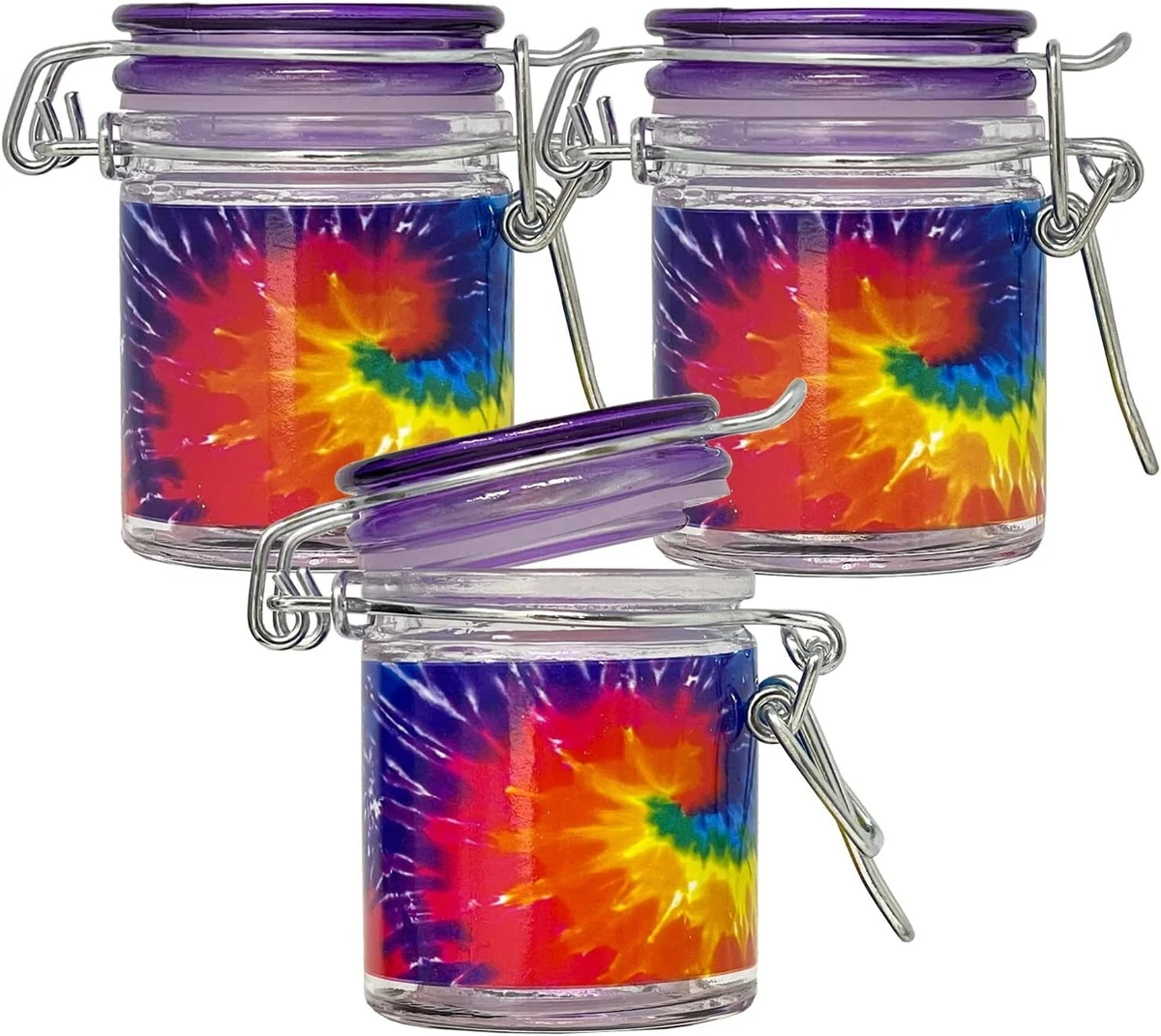 Airtight Glass Storage Jars, Set of 3: Tie Dye - MINI