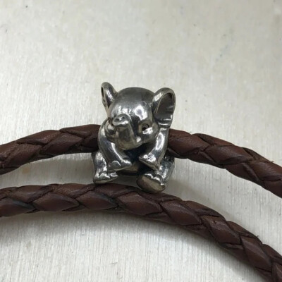 Pandora Brown Braided Double-Leather Charm Bracelet with Baby