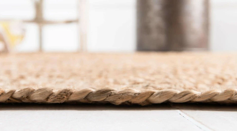 Area Rug Natural Jute Oval Hand Braided Farmhouse Jute Rustic Look Rug, Beige - Image 4 of 4