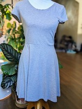 fit and flare retro vintage  heather gray skater dress cotton spandex