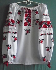 Ukrainian Hand-Embroidered Women's Blouse, for a girl of 7-8 years old, Ukraine