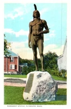 Massasoit Statue Plymouth Massachusetts Postcard