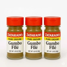 Zatarain's Pure Ground Gumbo File 1.25 oz (Pack of 3) Authentic Cajun Spice 
