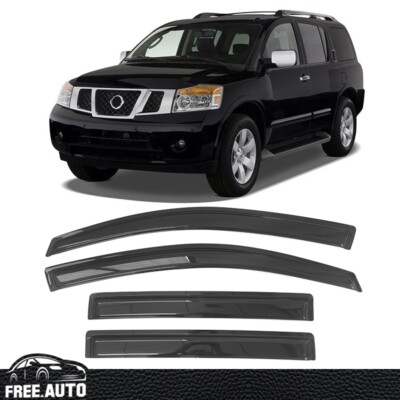 For 04-16 Nissan Armada Acrylic Visor Vent Rain Sun Deflector Guard 4Pc Set
