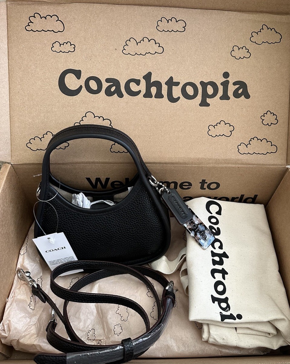 NWT COACH ERGO MINI COACHTOPIA BLACK PEBBLE LEATHER CROSSBODY BAG