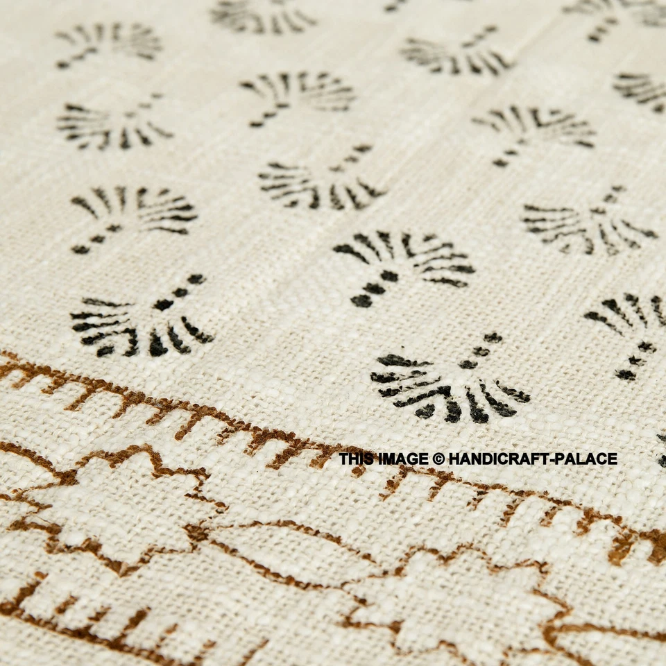 LARGE 100% Cotton Woven Sofa / Bed Throw Indian Hand Block Print Blanket Bedding - Image 3 of 3