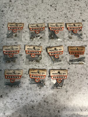 11 PACKS 1960s Vintage Perfect RC Aircraft Bolt Sets Elastic Stop Nuts No. 254