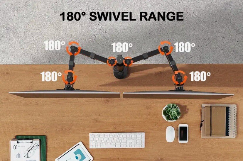 Adjustable Dual Monitor Stand for Enhanced Workspace Setup-image