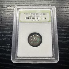 Ancient Greek Bronze Coin c. 400 BC - 300 AD World Coin History In Slab