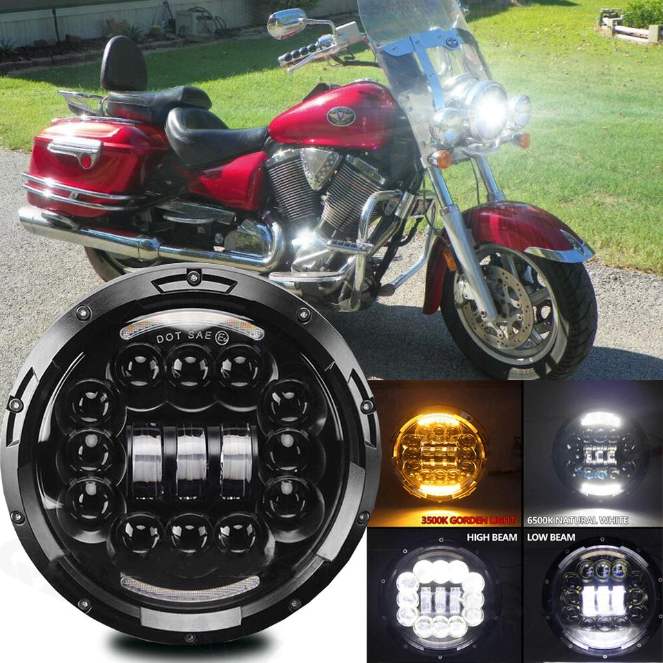FOR Suzuki Marauder VZ 800 1600 Boulevard GSX1400 7" LED Headlight Projector DRL - Imagem 2 de 4