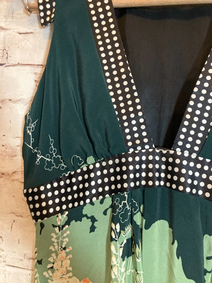 Anthropologie Corey Lynn Calter Silk Dress Women 8 Light Sage Green Mixed Prints - Image 4 of 4