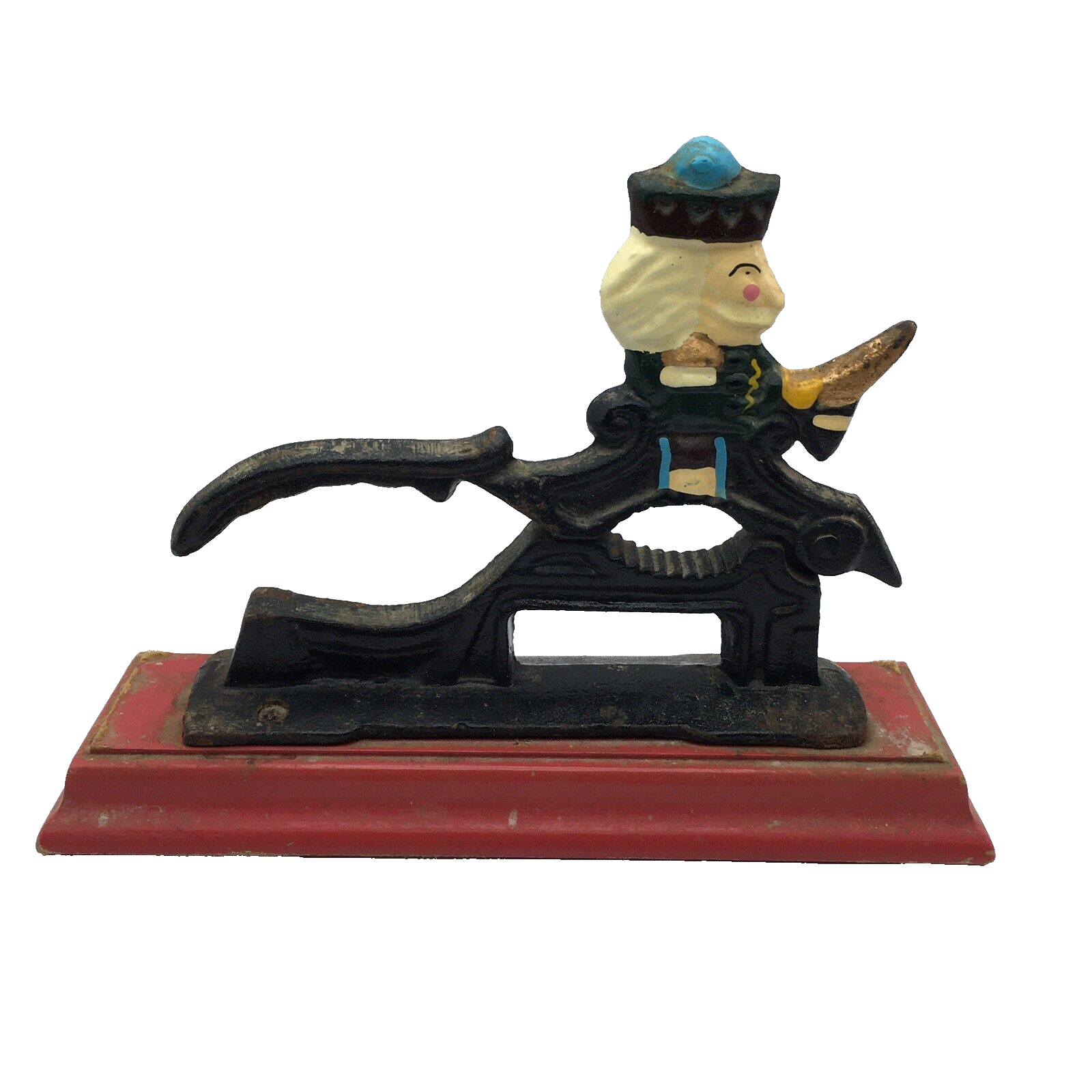 Vintage Cast Iron Nutcracker Red Wood Base Christmas Nutcracker Soldier Revere eBay