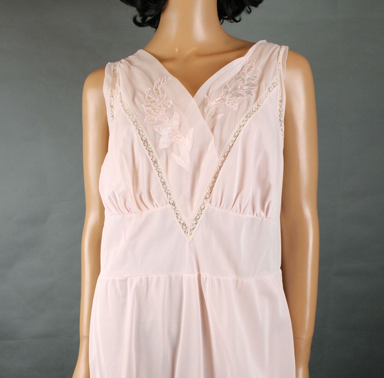 Vintage 50s Nightgown L Aristocraft Long Pink Sat… - image 2