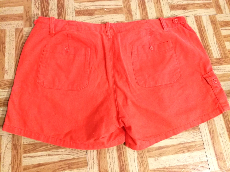 Pantalones Cortos Calvin Klein Jeans Mujer 12 Rosa Naranja Mezcla de Lino Carga Chino Bolsillos Foto 2 de 3