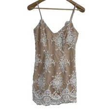 Lulu's Mini Dress White Crochet Lace Bodycon Medium Cocktail Party Night Out