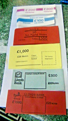 +BANKNOTENRIEMEN/BÄNDER/WICKLER BARCLAYS/LLYODS 5 TYPEN 26 STÜCK 26B