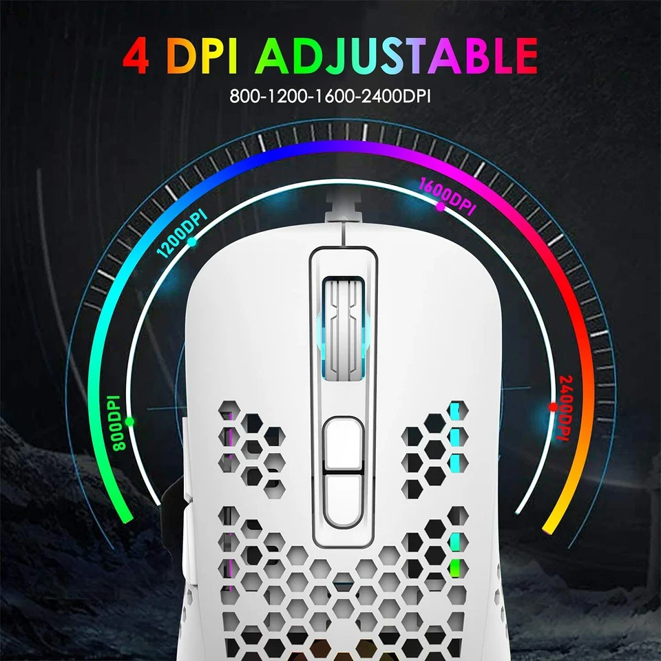 Ultralight Wired Gaming Mouse Lightweight Honeycomb Shell Ergonomic USB RGB Mice - Image 4 of 4