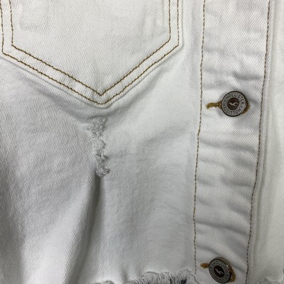 Hollister White Denim Jean Jacket Crop 