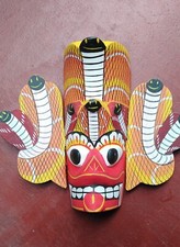 Sri Lankan Wooden Hand Carved Traditional Gara Yaka /Demon Mask Wall Decor QUALI