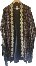Simply Heritageblack With Gold Embroidered Open Front Duster Light Jacket Size48