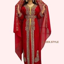 Kaftan Long Gown Ramzan Georgette SALE Eid Moroccan Dress Dubai Abaya Farasha