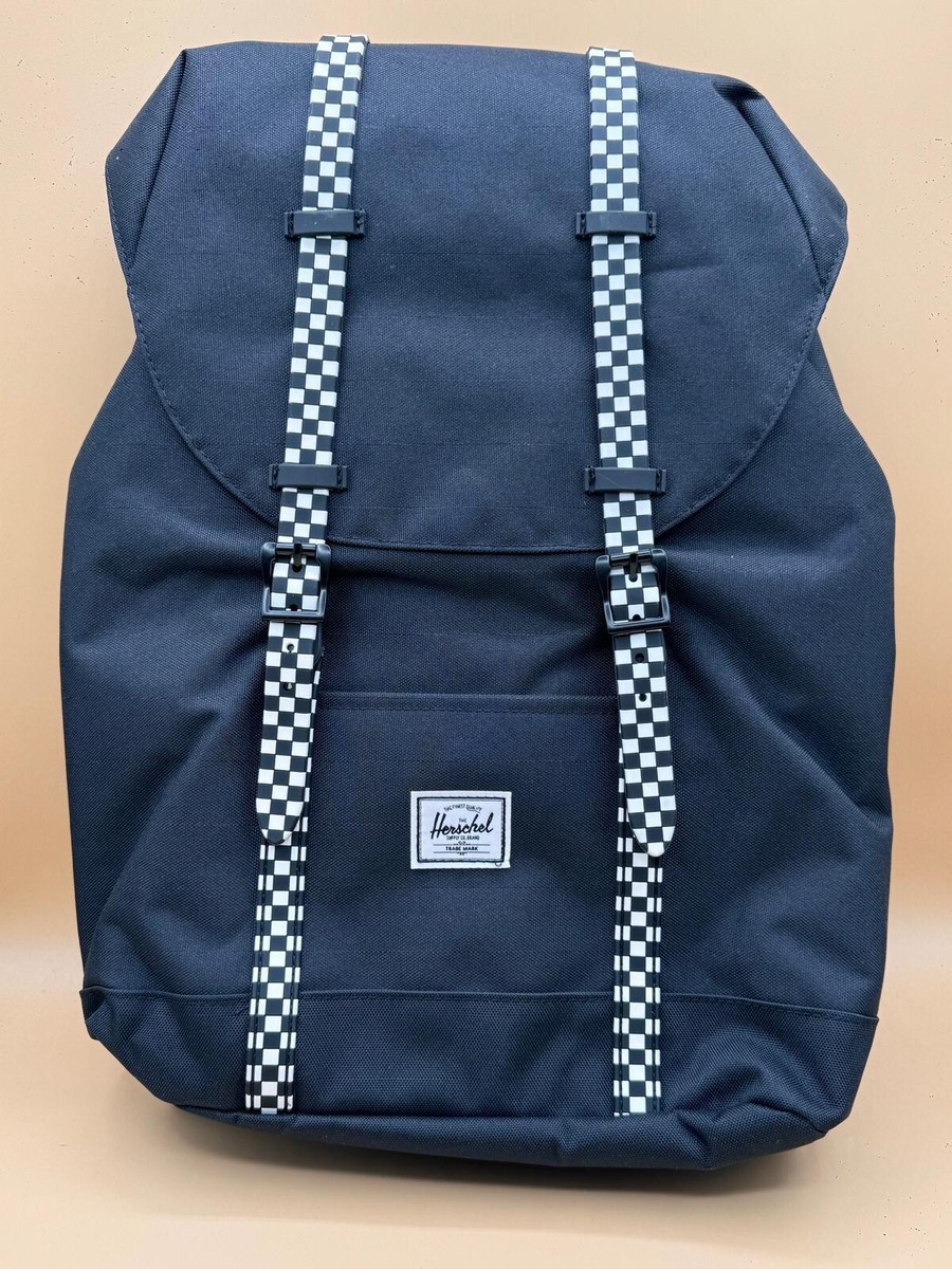 herschel backpack checkerboard Herschel Retreat Backpack, Black/Checkerboard Mid-Volume 14.0L