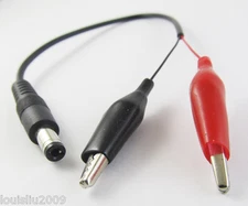 1Pc 25cm Test Cable 5.5 x 2.5mm DC Power Male Plug to Dual Alligator Clip Cable