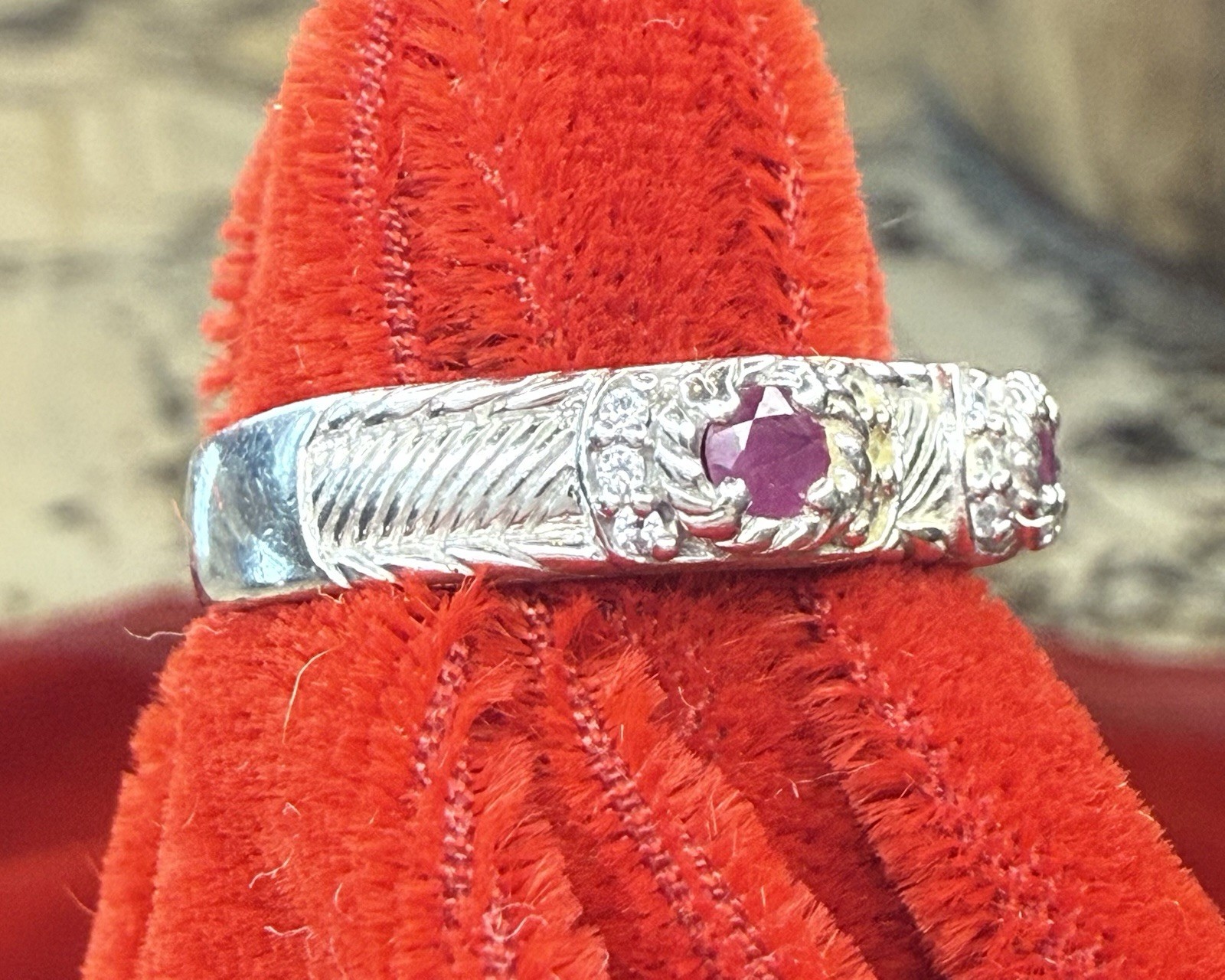 Judith Ripka Sterling Silver Ruby Stackable Band … - image 8