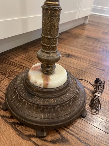Vintage Rembrandt ? Floor Lamp Marble Base Ornate Antique Metal Art ...